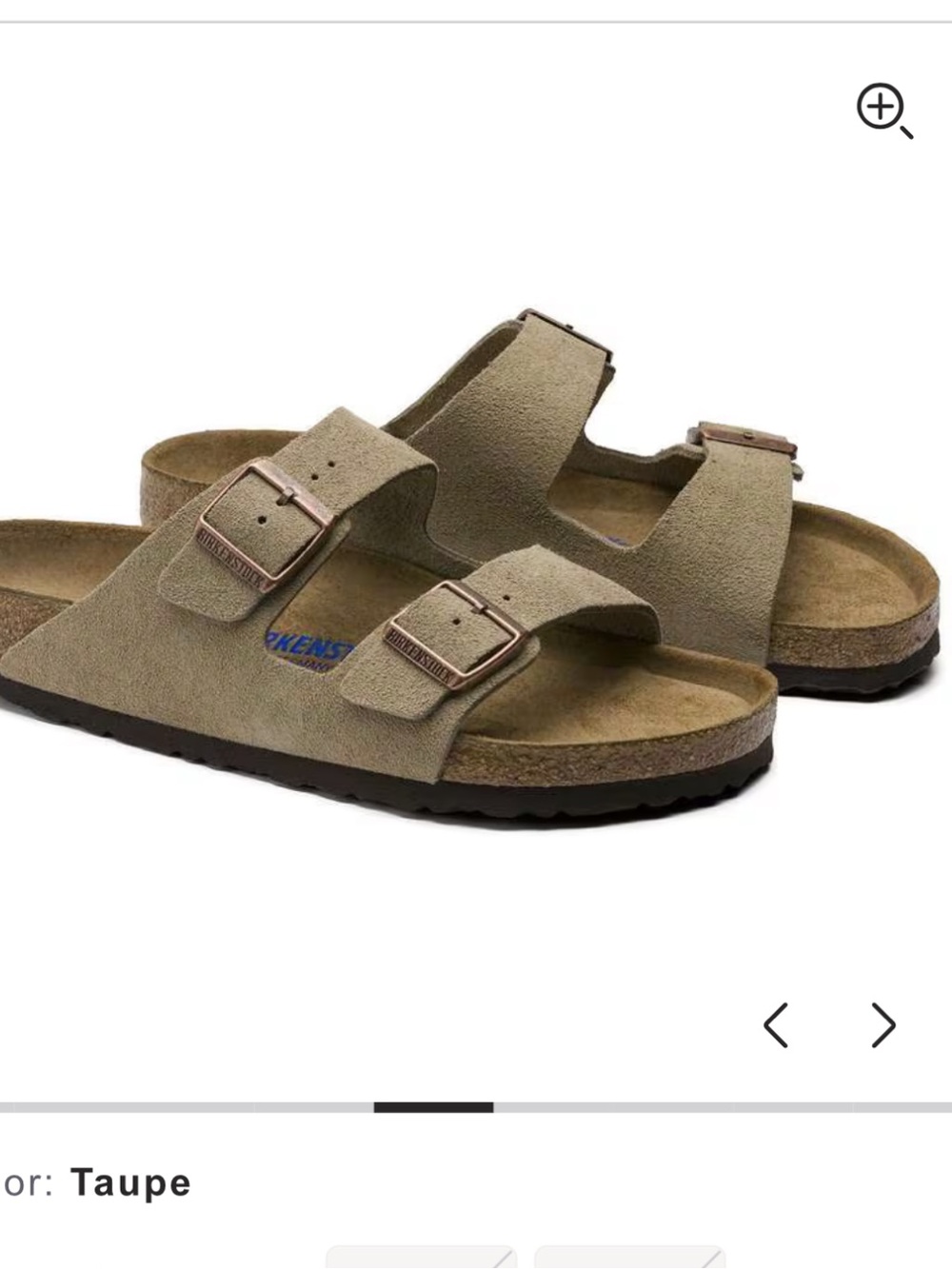Birkenstock Arizona Taupe Double Buckle Suede Slide Sandals with Soft Footbed 37